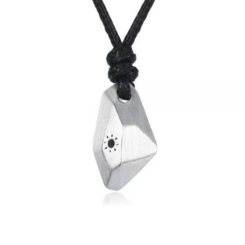 Wholesale Wishing Stone Couples One Pair Simple Fashion Copper Silver Plated Sun and Moon Pendant Pull-out Rope Clavicle Necklaces